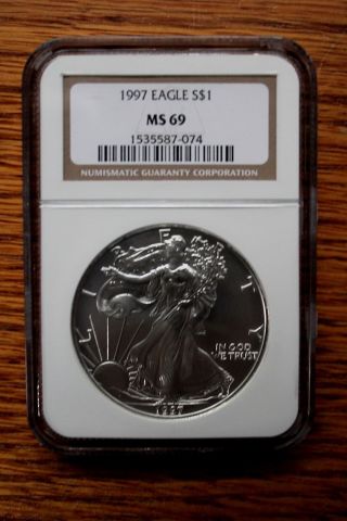 1997 Silver Eagle Ngc Ms 69.  999 Silver photo