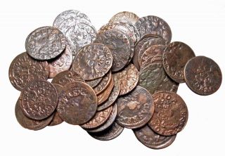 Hhc Poland,  Jan Casimir Copper Solidus,  Both Types,  1600 ' S,  Price Per Coin photo