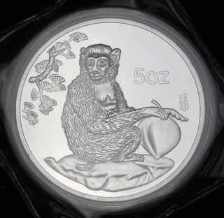 Chinese 1992 Year Zodiac 5oz Silver Medal - Year Of The Monkey 2 photo