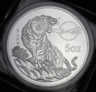 Chinese 1998 Year Zodiac 5oz Silver Medal - Year Of The Tiger 2 photo
