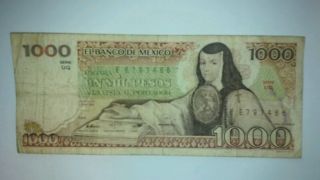 1983 Mexico 1,  000 Peso Bill Series - Uq photo
