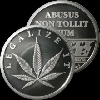 1/2 Oz Silver Coin Legalize It Cannabis Pot Silver Coin Aocs 1/2 Oz.  999 photo