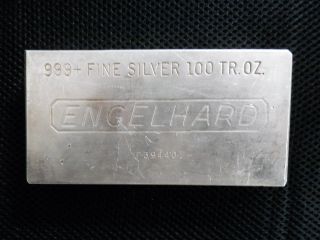 100 Oz.  Engelhard 999,  Fine Silver Bullion Bar photo