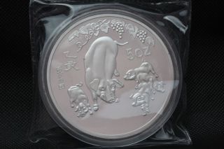 99.  99 Chinese 1995 Year Traditional Zodiac Pig 5oz Silver Medal Of Dd1 photo