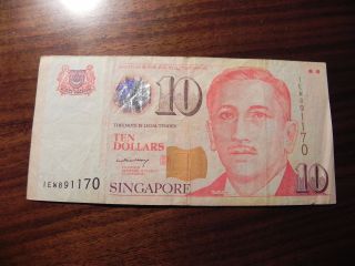 Singapore $10 Dollars Banknote World Money Currency Asia Bill Sport photo