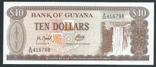 Guyana 10 Dollars 1992 Kaieteur Falls Prefix A/26 Banknote P - 23f Vf, photo