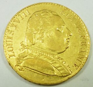 1815 - R France / French 20 Francs Louis Xviii Au About Uncirculated photo