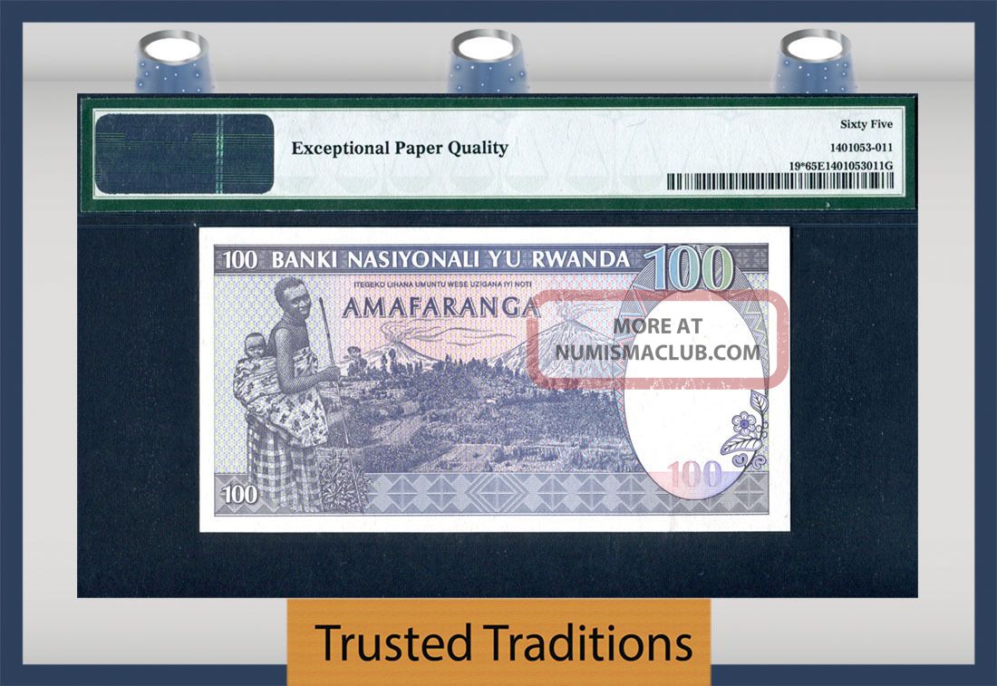 Tt Pk 19 1989 Rwanda 100 Francs Replacement Star quot Zebras quot Pmg 65 Epq