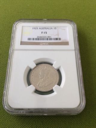 1925 Australia 1 Shilling Silver Coin Ngc F15 photo