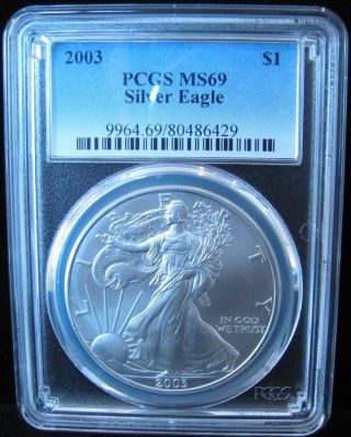 2003 Pcgs Ms69 American Eagle Walking Liberty Silver Dollar Coin (bc172) photo