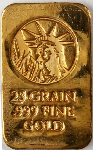 Gold 25 Grain 24k Pure Gold Bullion Bar 999 Fine Pure Gold Huge Heavy Bar E6c photo