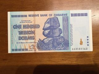 Zimbabwe 100 Trillion Dollar Note photo
