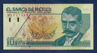 Mexico 10 Nuevos Pesos 1992 P - 99 Emilio Zapata Mexican Revolution Figure photo