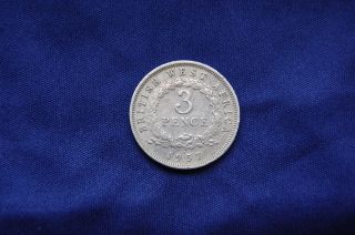 British West Africa 3 Pence,  1957 - H Queen Elizabeth The Second Extremely Rare photo