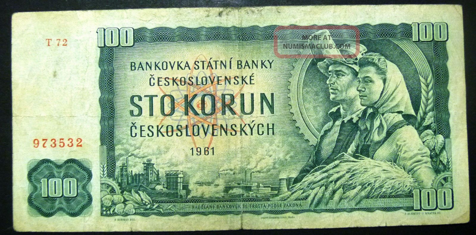 100 Korun 1961 Czechoslovakia Banknote Europe photo