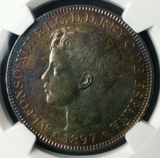 1897 Philippine Silver Peso Ngc Au Details Surface Hairlines photo