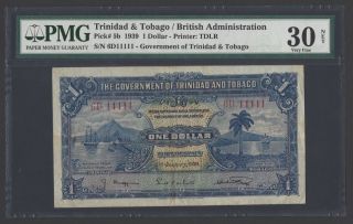 Trinidad And Tobago One Dollar 2 - 1 - 1939 P5b N 11111 Very Fine photo