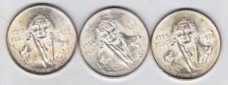 1978 Three Bu 0.  720 Silver Mexican Morelos 100p Coin 27.  770gms Km483 (mm148) photo