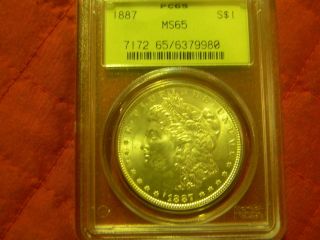 Morgan Silver Dollar 1887 Pcgs Ms65 (rare) Silver Coin photo