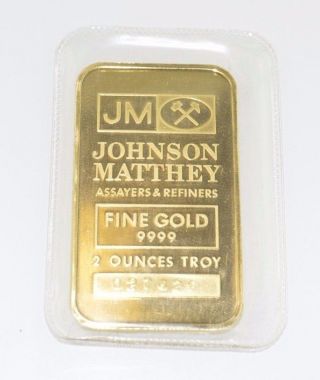 Rare 2 Oz Johnson Matthey Gold Bar.  9999 - Jm Logo Back Saf266rz photo