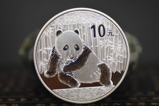 2015 Year China Plated Silver 1oz Panda Coin,  With Plastic Box photo