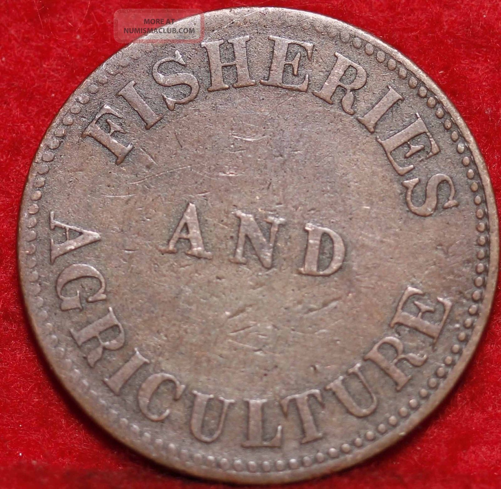 1855 Canada One Cent Token Fisheries And Agriculture Foreign Coin S/h Coins: Canada photo