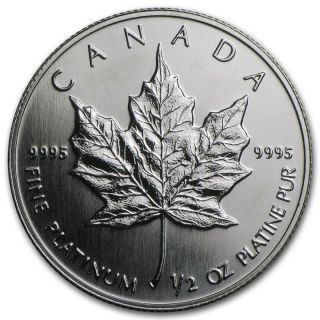 1/2 Oz Random Year Platinum (canada) Canadian Maple Leaf $20 Bu photo