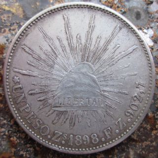 1898 Un Peso Mexico Zacatecas Fz Au Details.  99 No Rsv.  L@@k photo