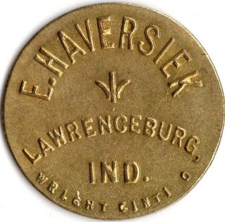 Lawrenceburg Indiana E.  Haversiek Merchant Good For Trade Token photo