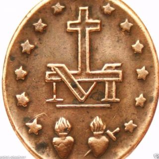 Miraculous Medal - 19th Century Antique Bronze Religious Pendant photo