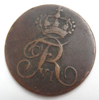 1810 Norway Frederik Vi 2 Skilling Courant Circulated Copper Coin Fine Detials photo