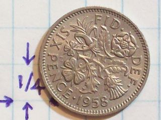 Coin Great Britain 1958 Six Pence Cupronickel Fid Def Elizabeth photo