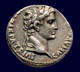 Roman Imperial - Augustus Ar Denarius (lugdunum 2 Bc - 4 Ad) - Exceptional photo