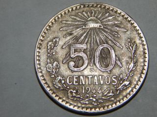 1944 Silver Mexican 50 Centavos 420 photo