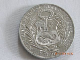 1930 Peru Un Sol - Xf Grade - Mintage 76,  000 Only photo