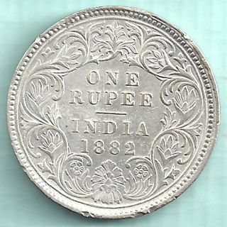 British India - 1882 - Victoria Empress - One Rupee - Rarest Silver Coin photo