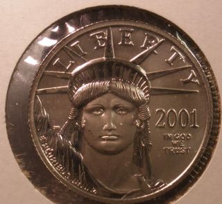 2001 $25.  00 1/4 Oz Platinum American Eagle In Gem Brilliant Unc State photo