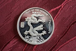. 5 Ounce,  1/2 Troy Ounce, .  999 Fine Silver Coin,  2012,  Year Of The Dragon photo