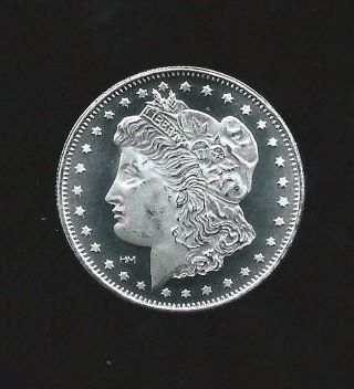 1 Oz.  999 Fine Silver Bullion Morgan Dollar Round Design photo