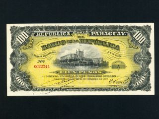 Paraguay:p - 159,  100 Pesos,  1907 Au - Unc photo
