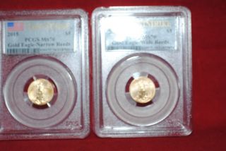5.  00 Golden Eagle: 2015 Narrow Reeds And 2015 Wide Reeds,  Both Ms 70 By Pcgs. photo