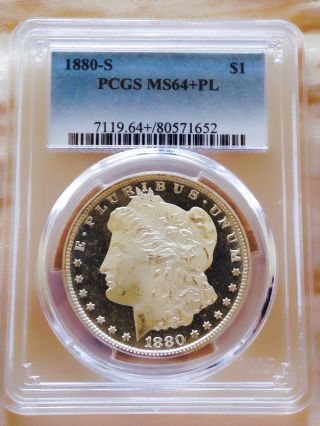 1880 S Morgan Pcgs 64,  Pl Knockout Piece Stunning Cameo And Mirrors Wow Coin photo