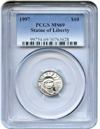 1997 Platinum Eagle $10 Pcgs Ms69 - Statue Liberty 1/10 Oz photo