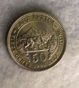 East Africa 50 Cents 1949 Bu Great Britain (stock 0025) photo