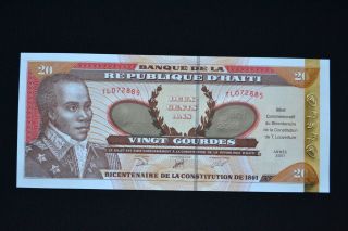 Haiti 20 Gourdes 2001 P - 271.  Unc.  1pcs.  North & Central America Money. photo