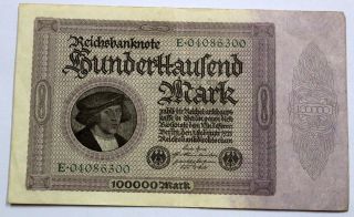 1923 100,  000 Mark Germany Currency Reichsbanknote Unc German Banknote Bill Cash photo