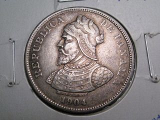 Panama Silver 1904 25 Cents Veinticinco Centesimos De Balboa Coin.  10 photo