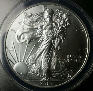 2014 $1 American Silver Eagle Dollar Anacs Ms70 photo