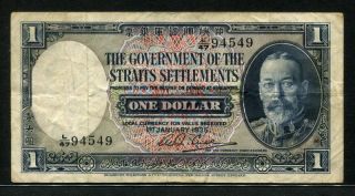 Straits Settlements 1935,  1 Dollar,  P16b,  Avf photo