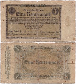 Germany,  1 Rentenmark 1923,  Pick 161,  Ros.  154a,  G photo